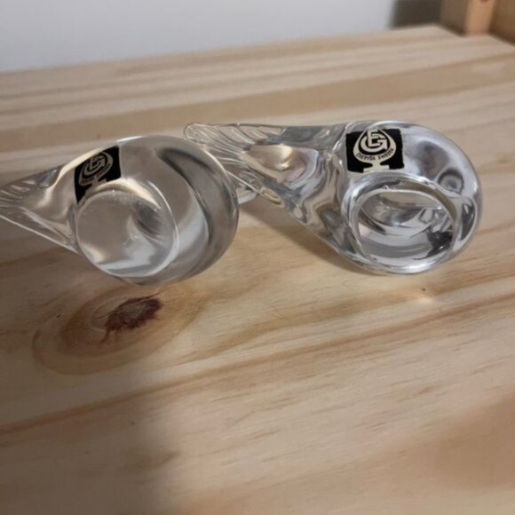 Vintage MCM Eneryda Sweden Art Clear Crystal Ducks Pair - Picture 5 of 10